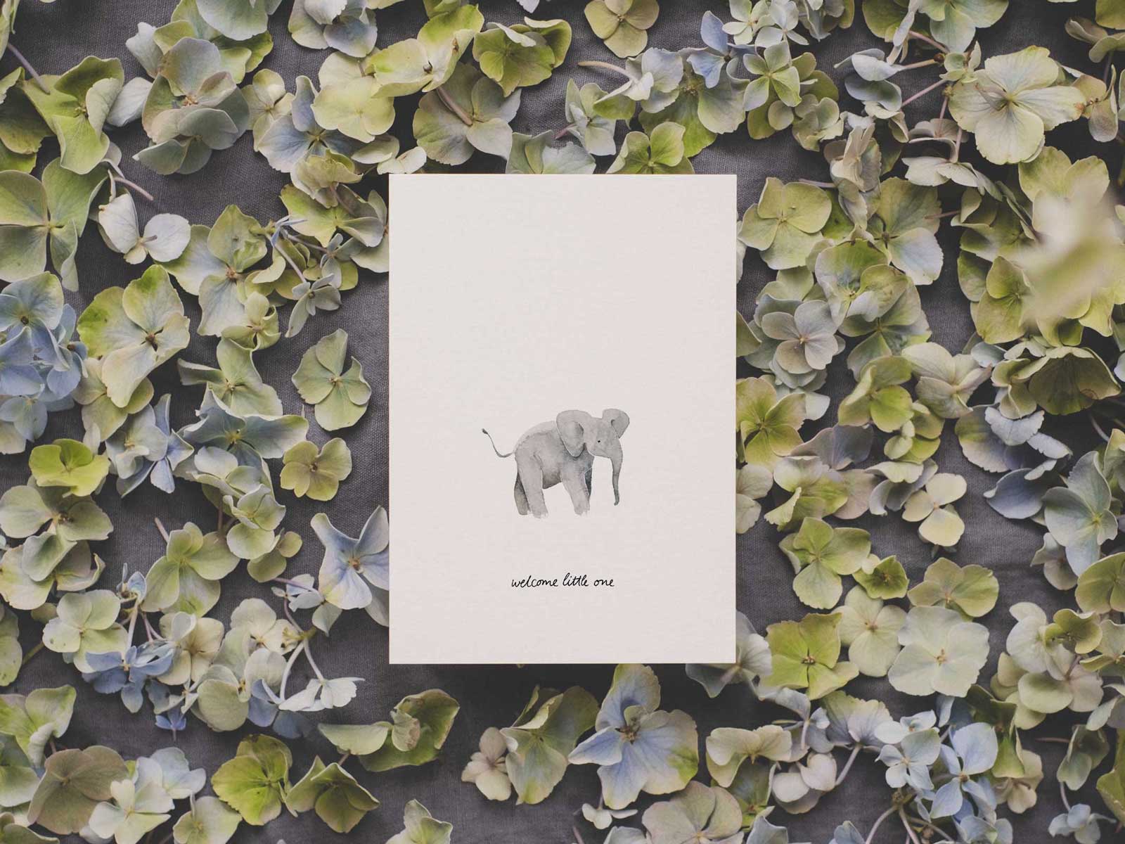 Baby Elefant - welcome little one | Postkarte