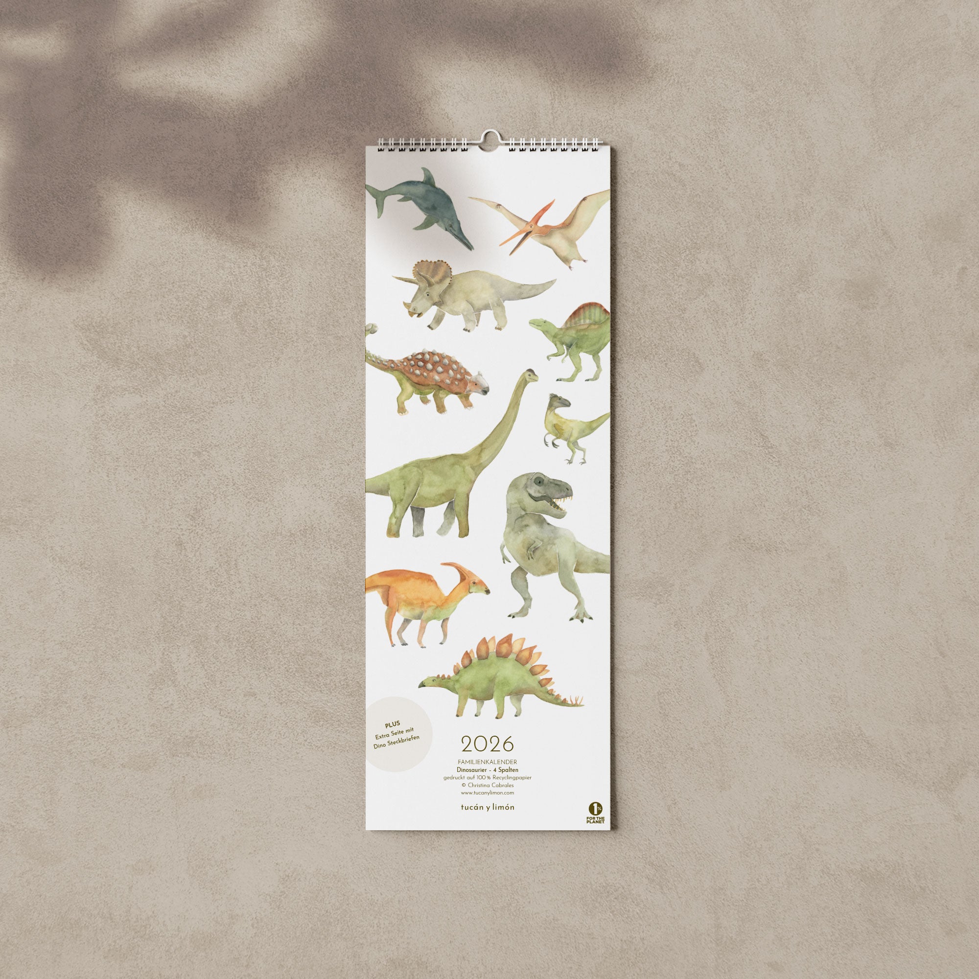 2026 Familienkalender Dinosaurier