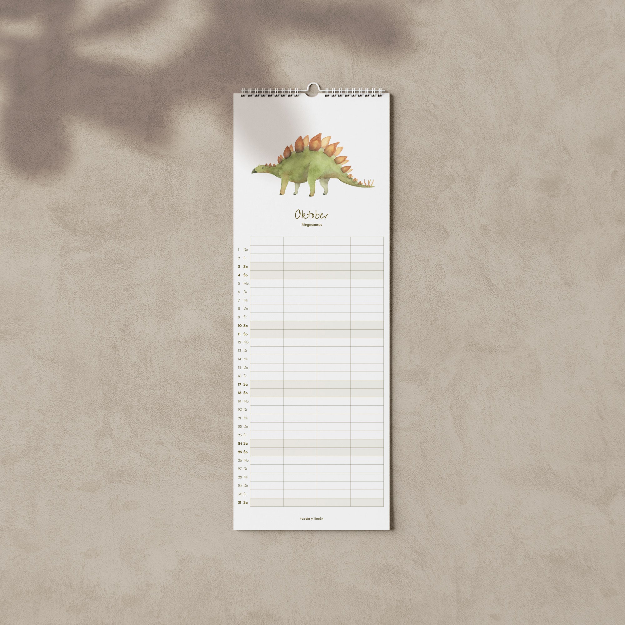 2026 Familienkalender Dinosaurier
