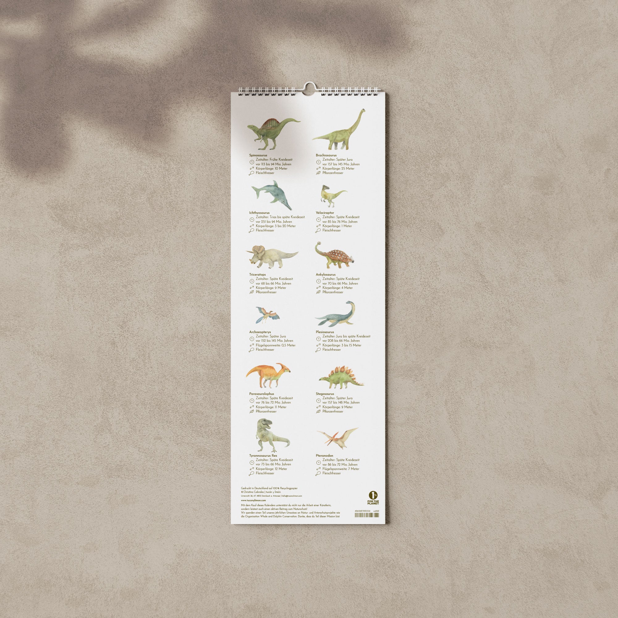 2026 Familienkalender Dinosaurier
