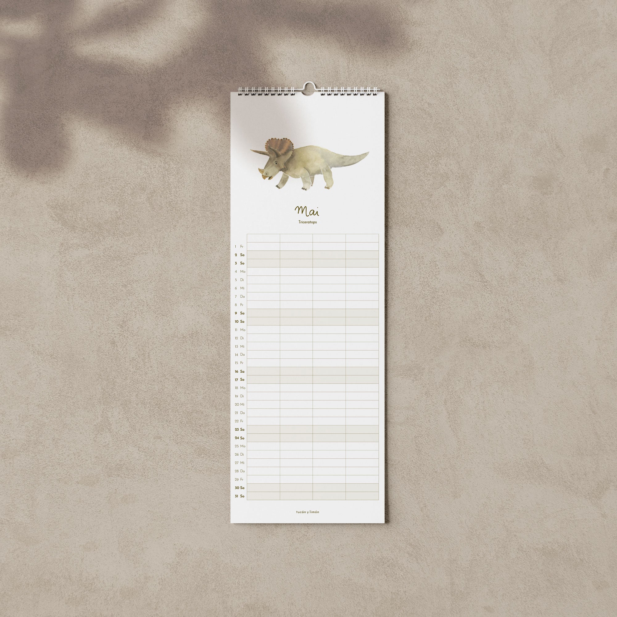 2026 Familienkalender Dinosaurier