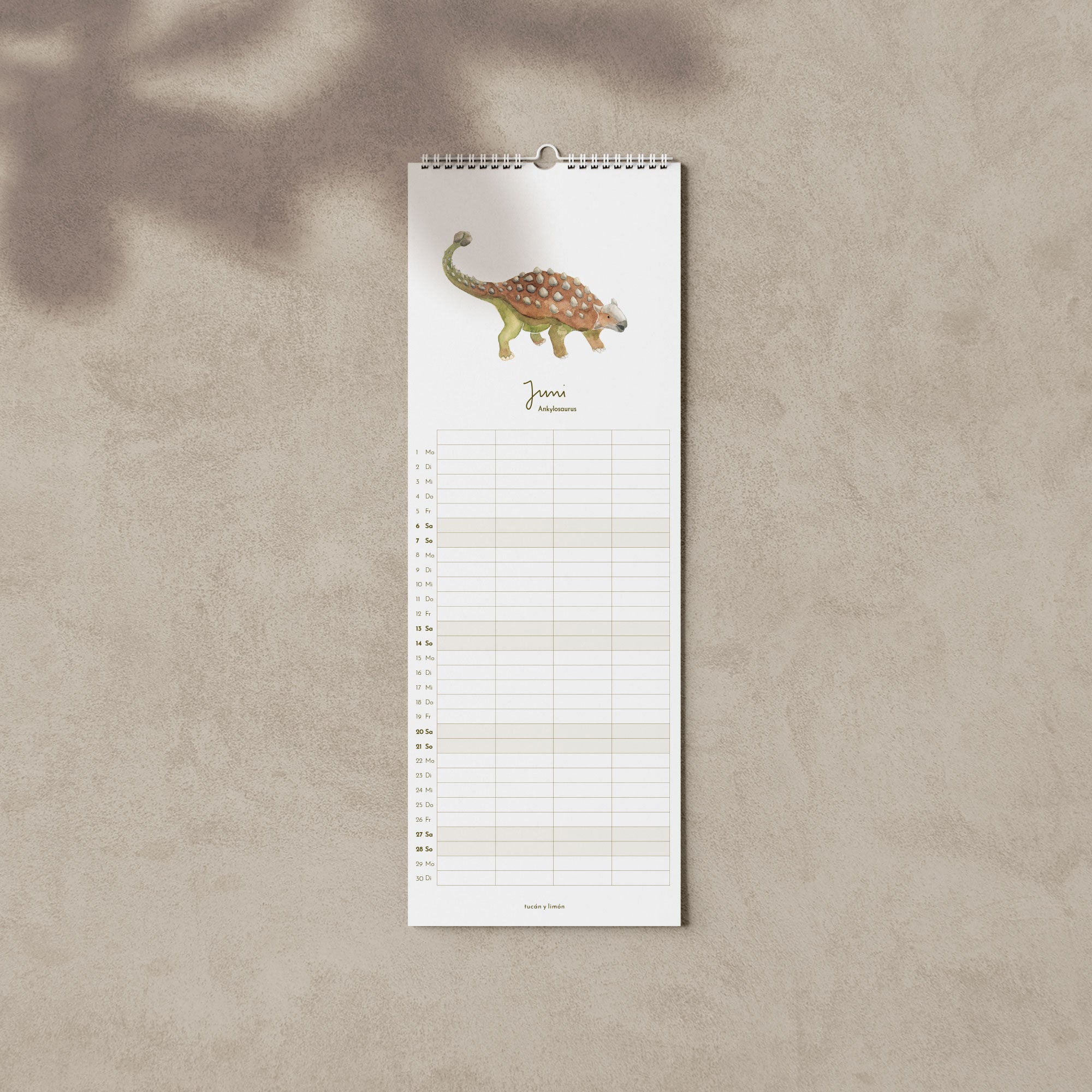 2026 Familienkalender Dinosaurier