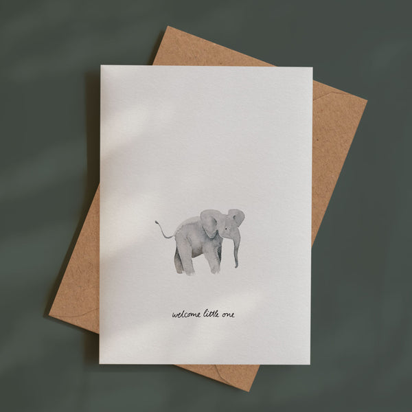 Baby Elefant - welcome little one | Grußkarte
