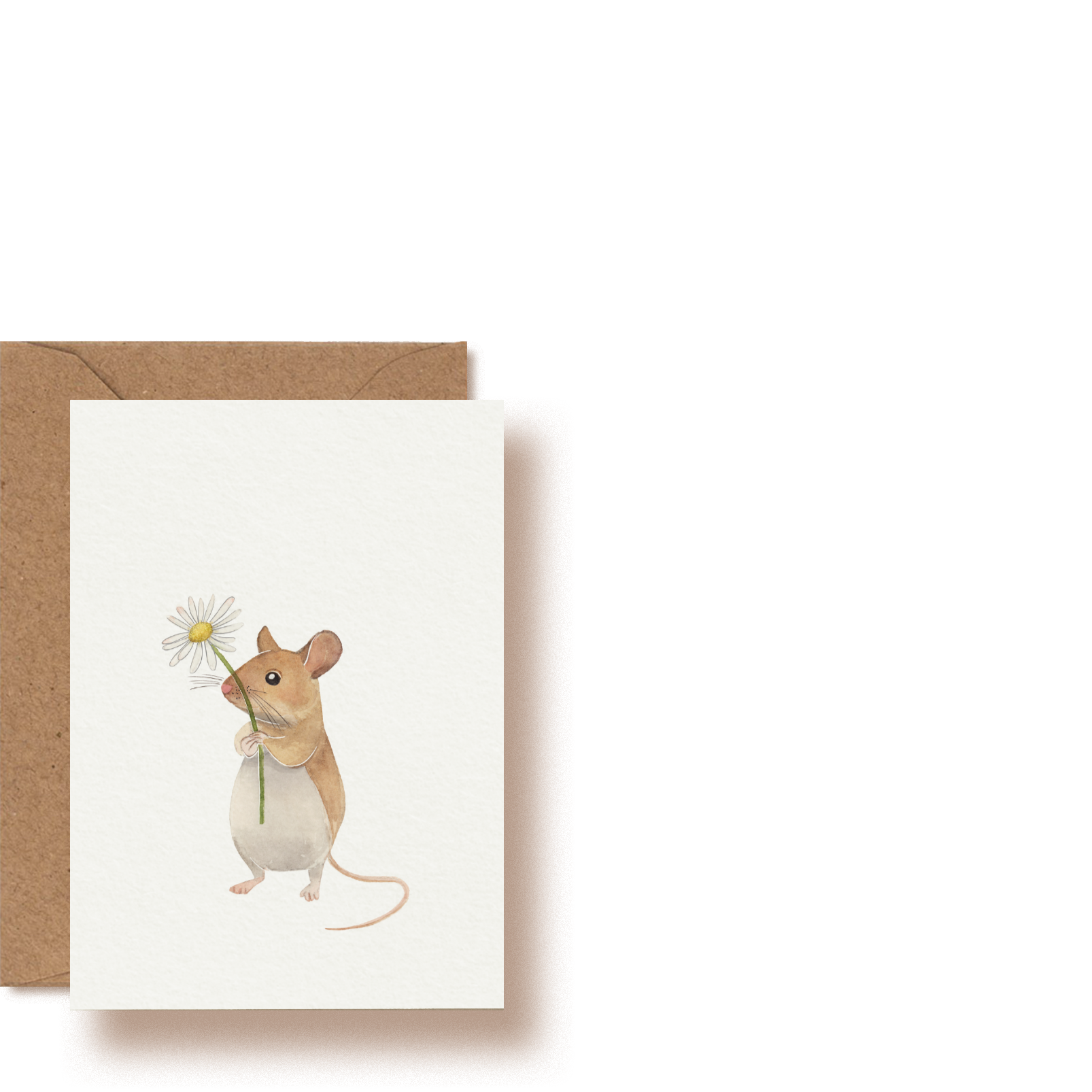 Maus und Gänseblümchen | Minikarte und Mini-Grußkarte