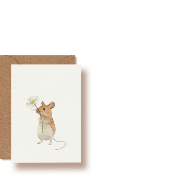 Maus und Gänseblümchen | Minikarte und Mini-Grußkarte