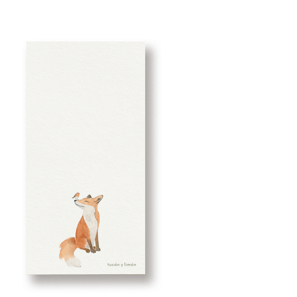 FOX NOTES - Fuchs und Rotkehlchen | Notizblock DINA6 schmal