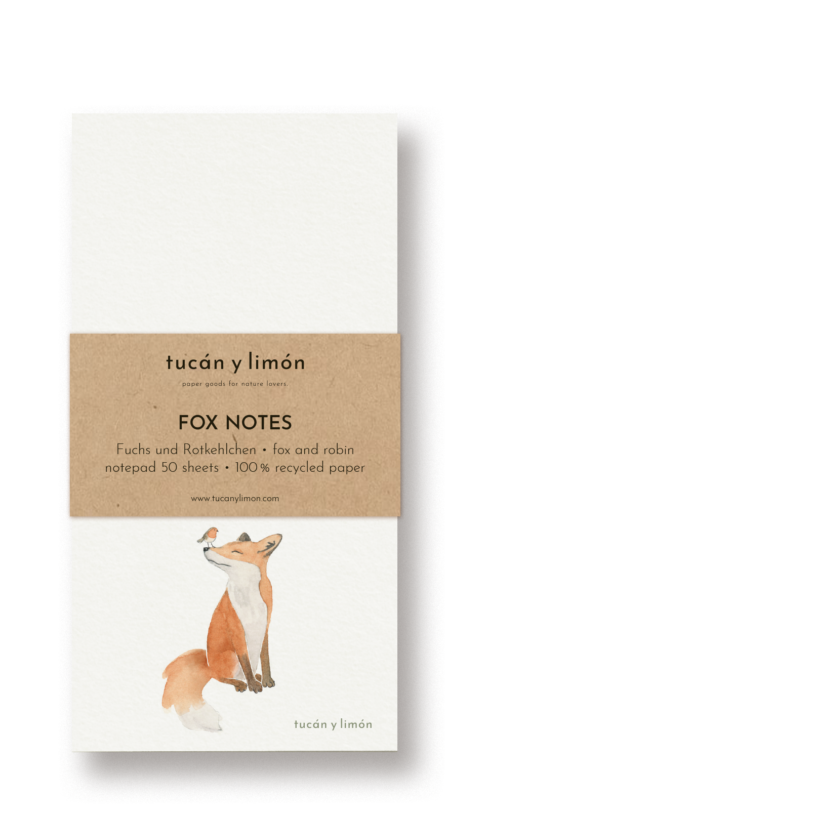 FOX NOTES - Fuchs und Rotkehlchen | Notizblock DINA6 schmal