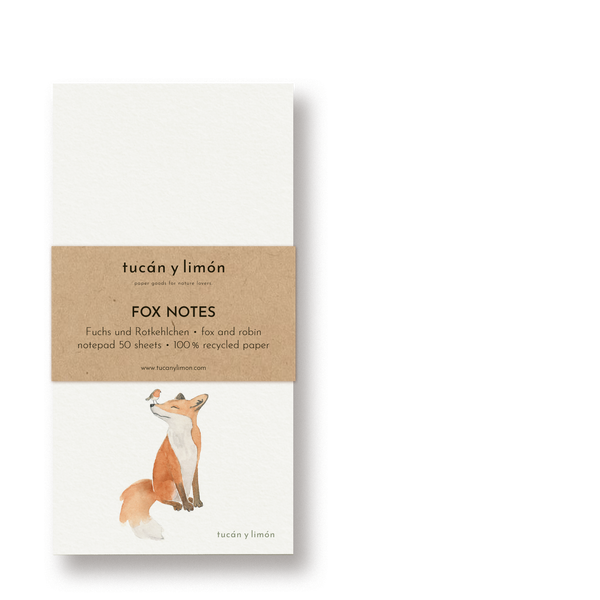 FOX NOTES - Fuchs und Rotkehlchen | Notizblock DINA6 schmal