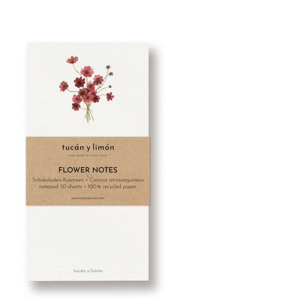 FLOWER NOTES - Schokoladen-Kosmeen | Notizblock DINA6 schmal