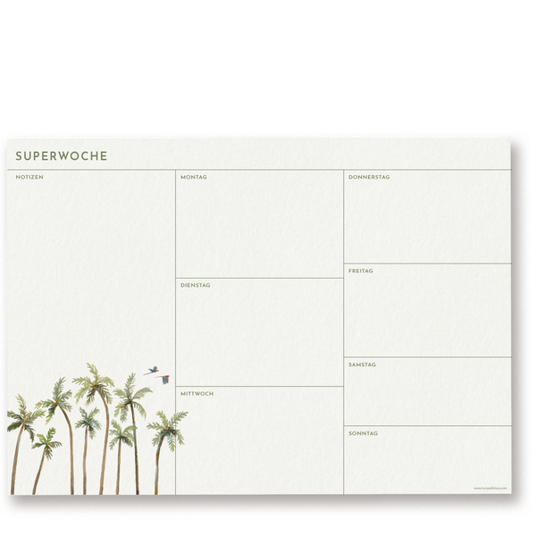 SUPERWOCHE - Palmenwald | Wochenplaner Notizblock DINA4
