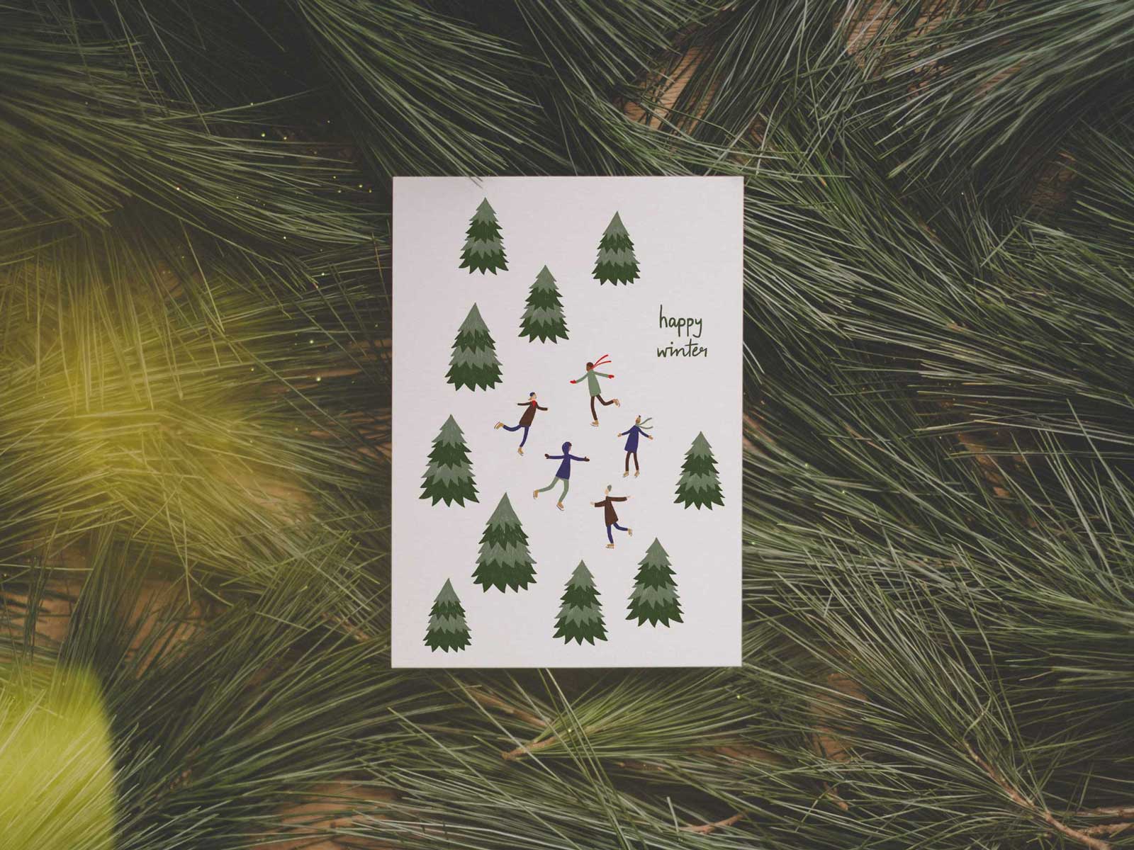 Happy Winter Green | Postkarte