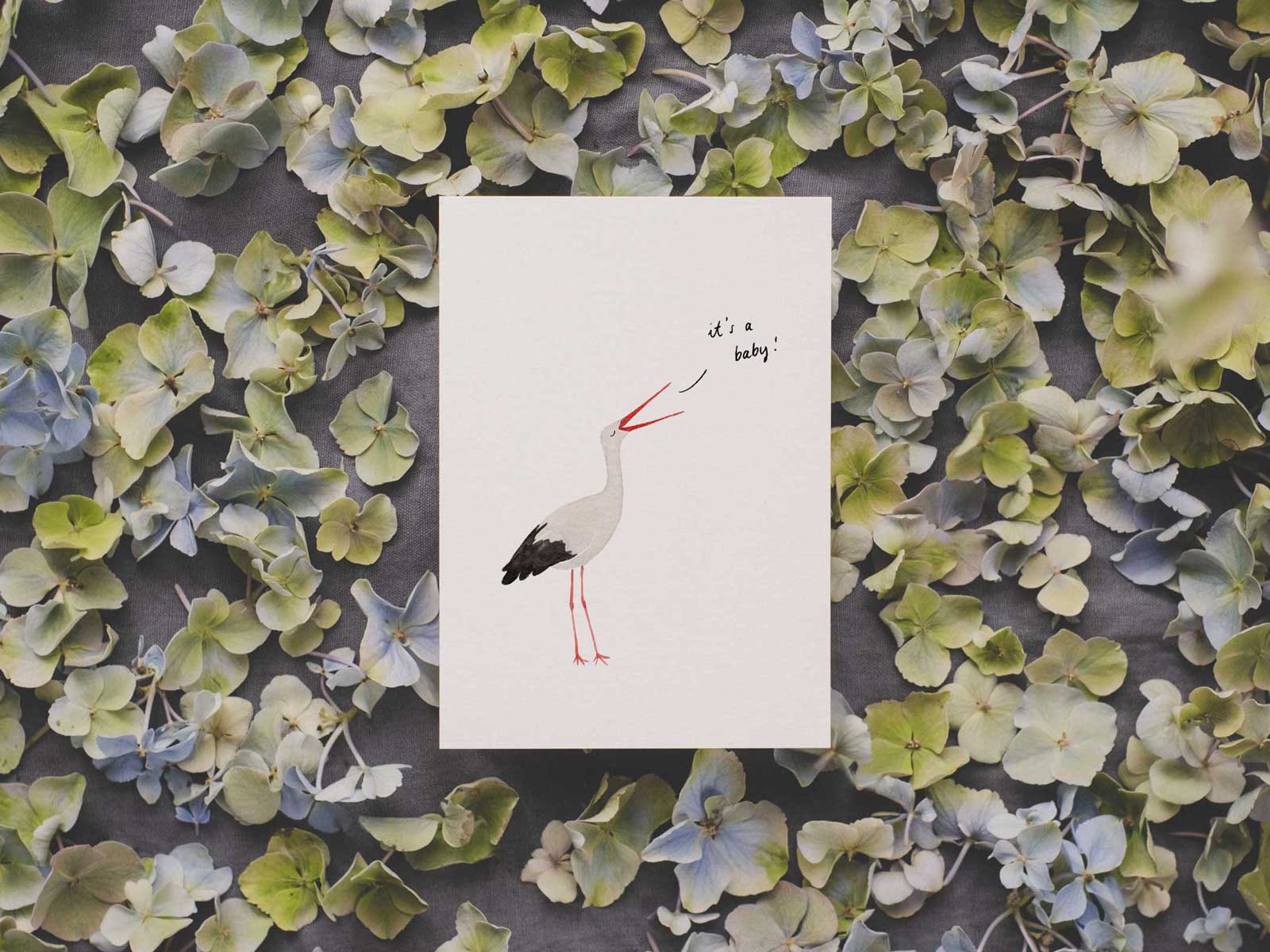 Storch - it´s a baby | Postkarte