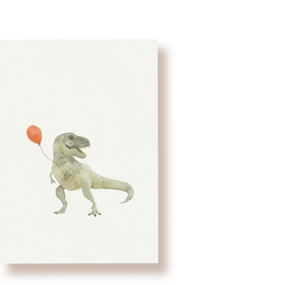 T-Rex mit Luftballon | Postkarte