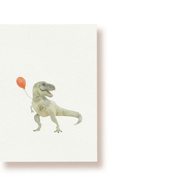 T-Rex mit Luftballon | Postkarte