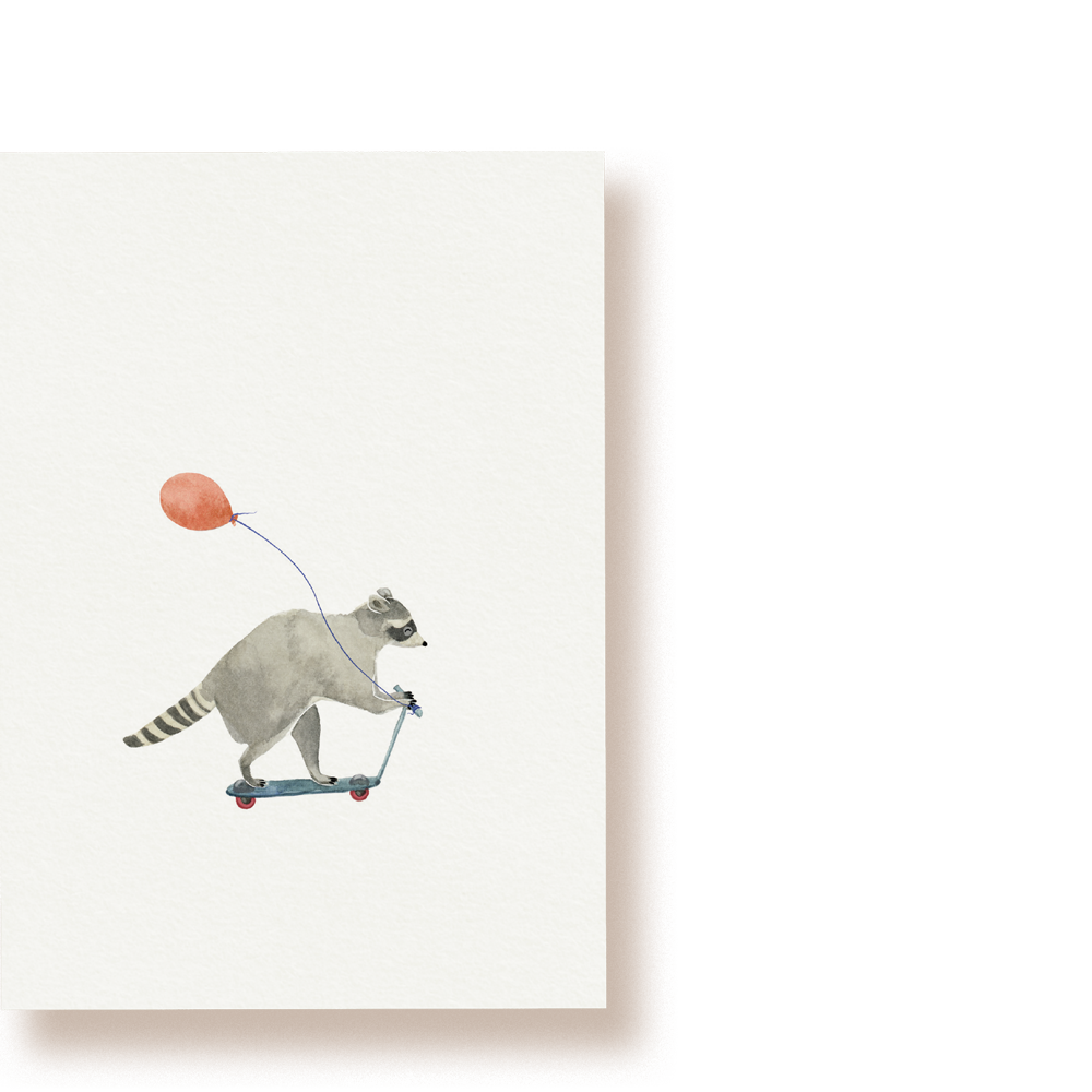 Waschbär keep rollin'  | Postkarte