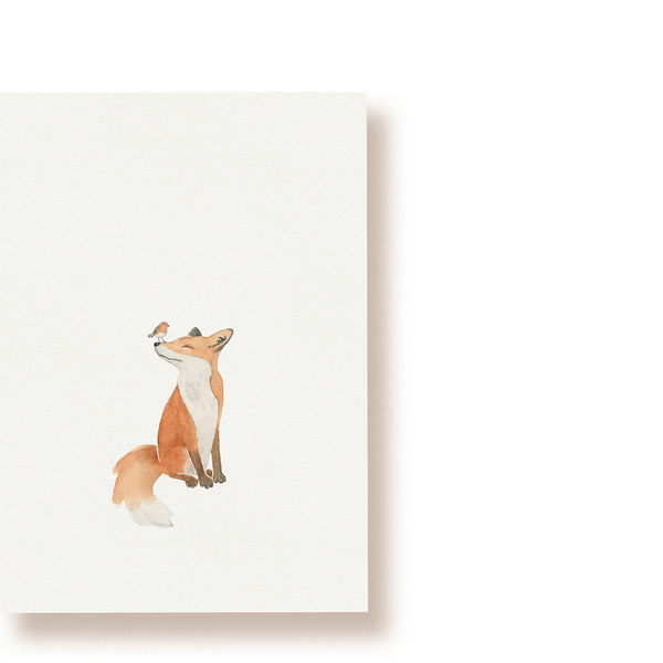 Fuchs und Rotkehlchen | Postkarte