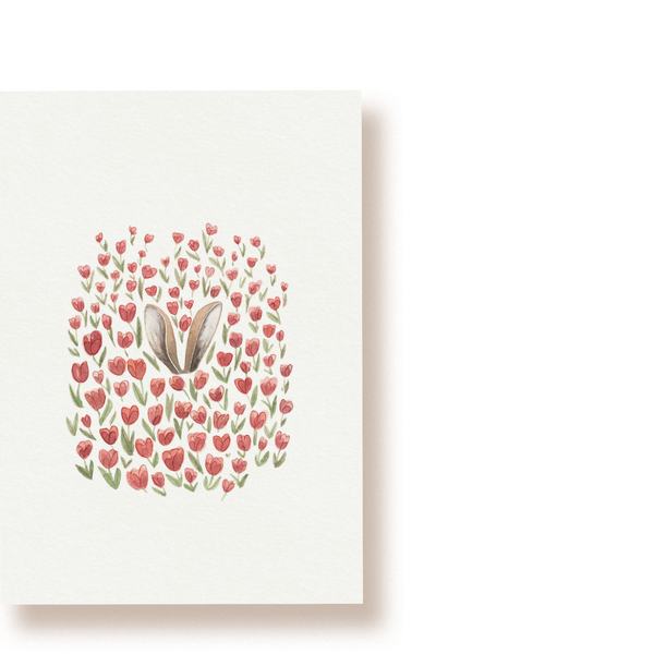 Hase im Tulpenfeld | Postkarte