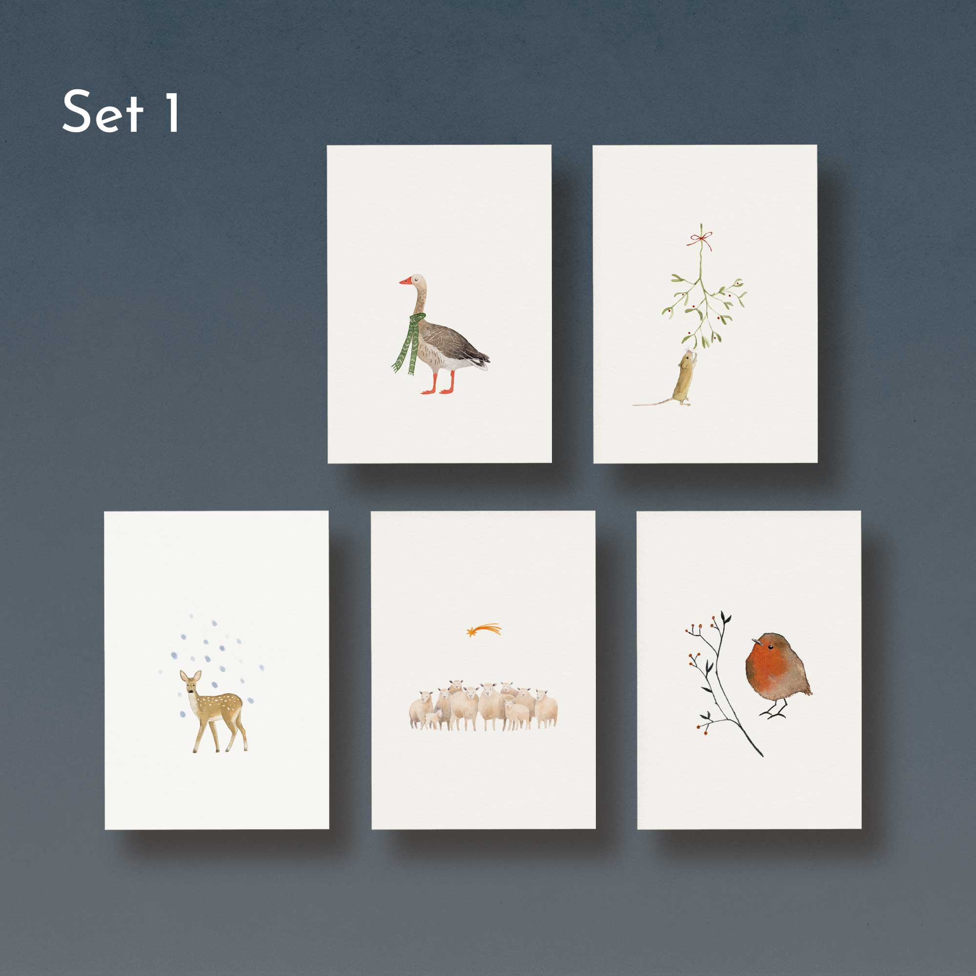 Weihnachten Set 1 | Kartenset bestehend aus 5 Weihnachtskarten