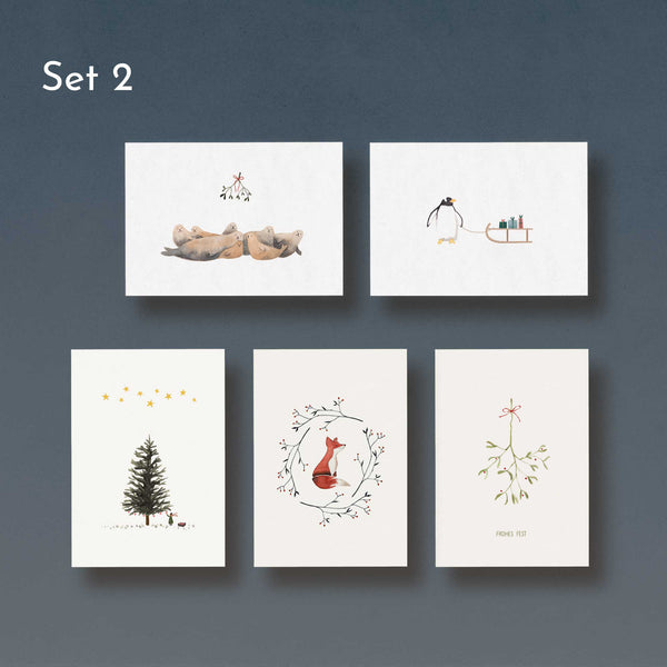 Weihnachten Set 2 | Kartenset bestehend aus 5 Weihnachtskarten