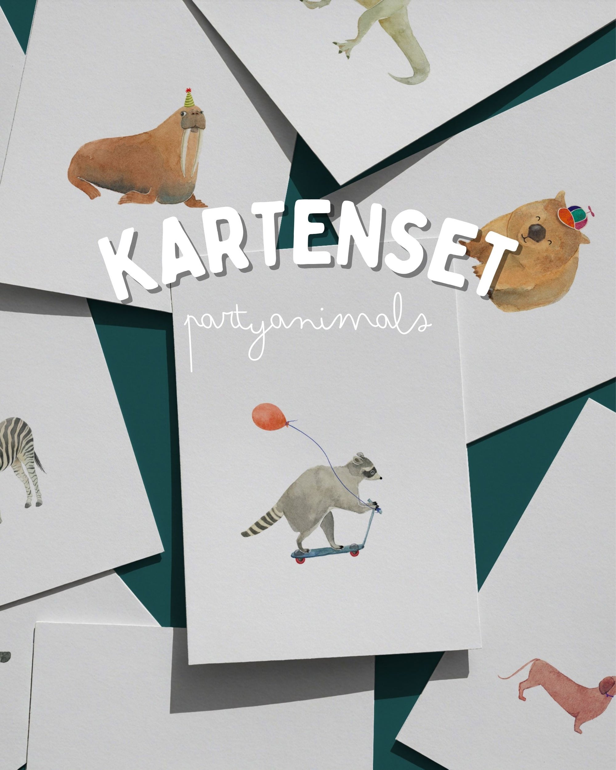 Partyanimals | Kartenset mit Glückwunschkarten bestehend aus 8 Karten