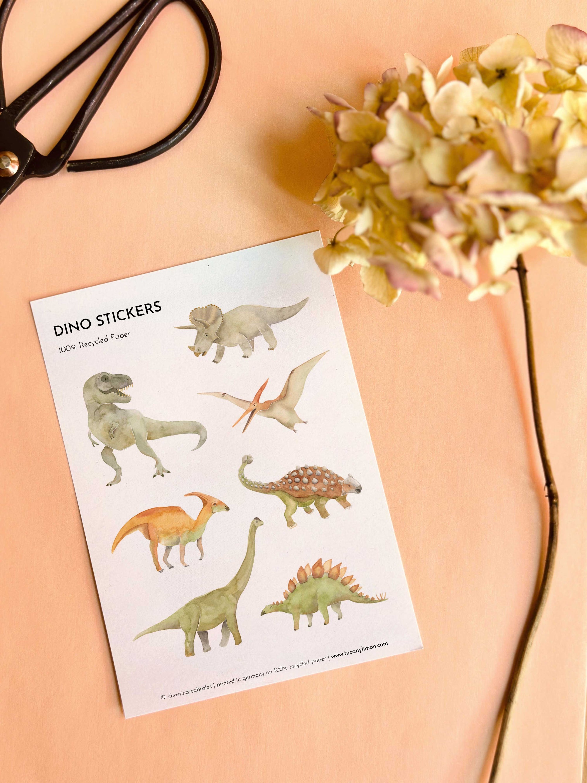 Dinosaurier Sticker aus Recyclingpapier / ohne PVC