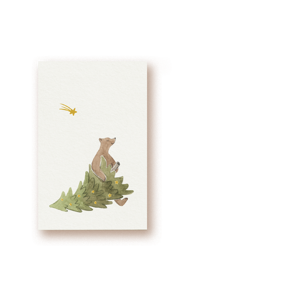 Bär und Weihnachtsbaum Geschenkkarte tiny card
