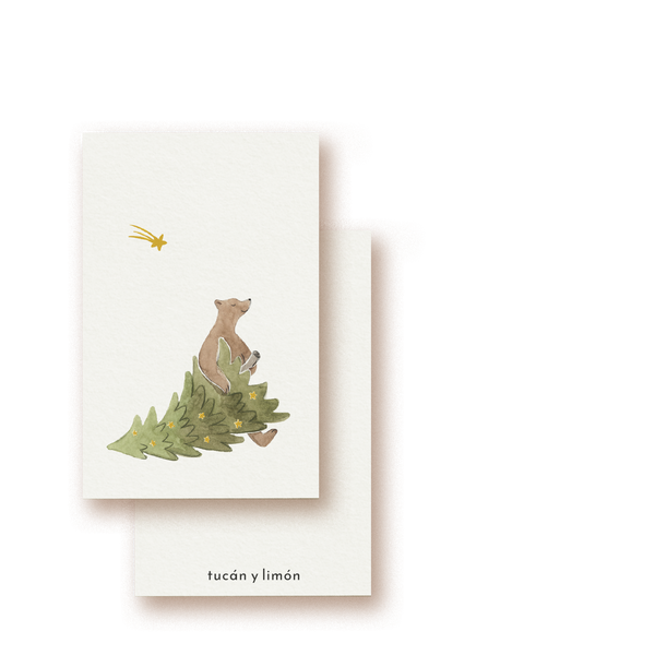 Bär und Weihnachtsbaum Geschenkkarte tiny card
