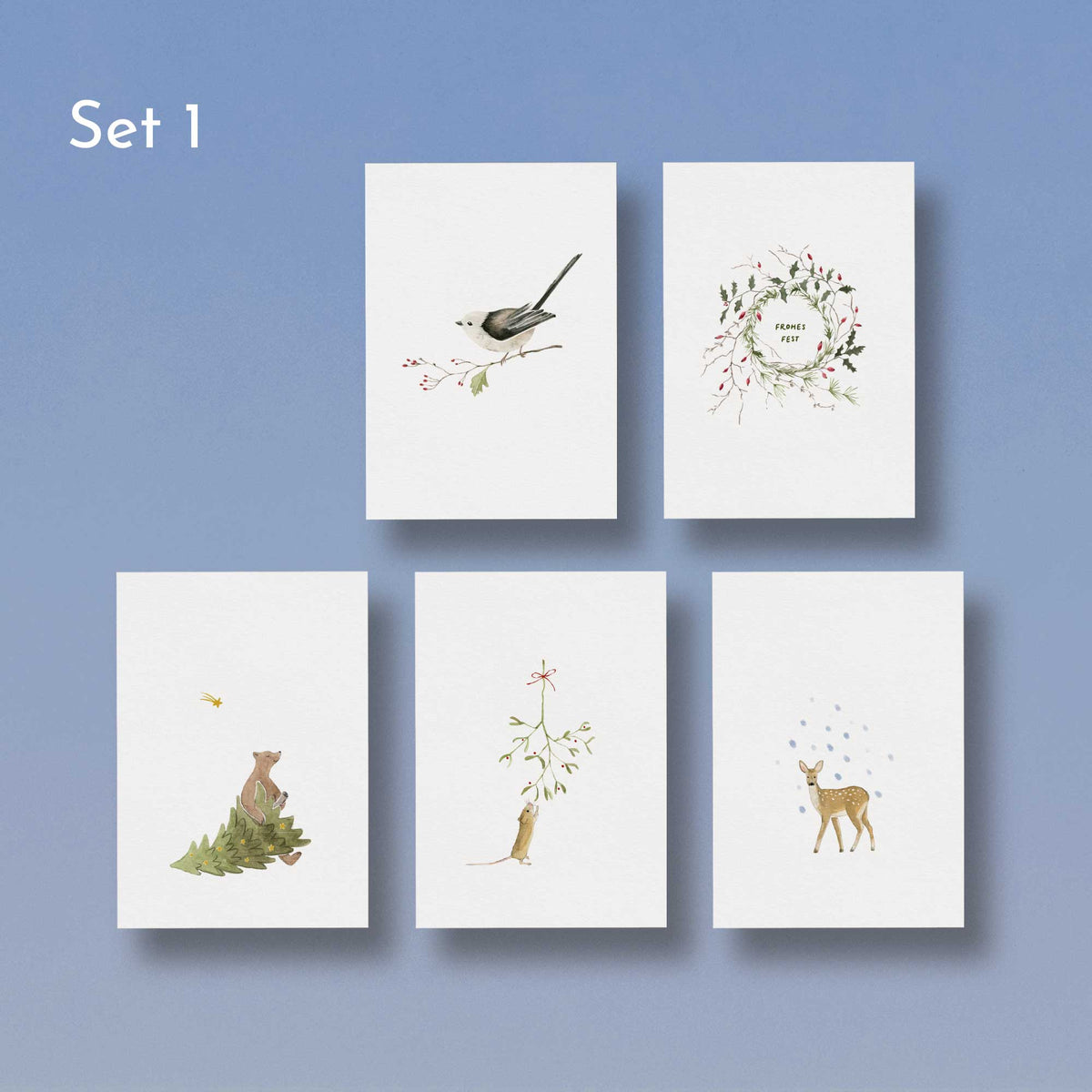 Weihnachten Set 1 | Kartenset bestehend aus 5 Weihnachtskarten