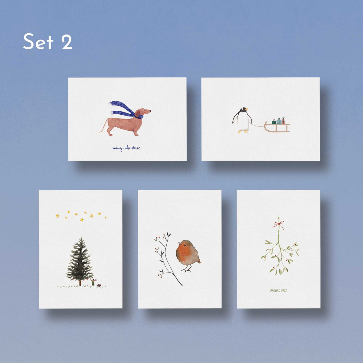 Weihnachten Set 2 | Kartenset bestehend aus 5 Weihnachtskarten
