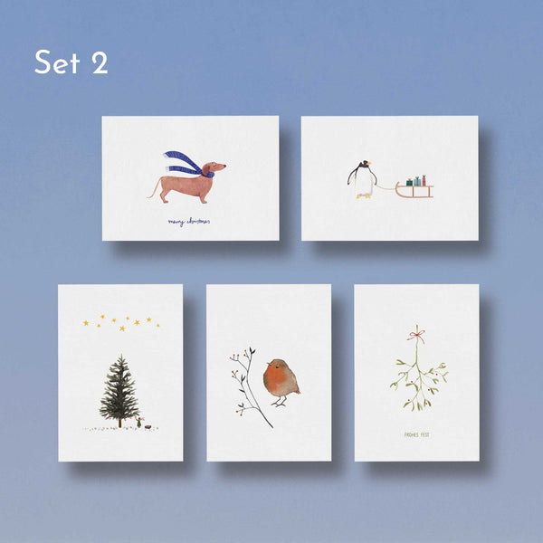 Weihnachten Set 2 | Kartenset bestehend aus 5 Weihnachtskarten